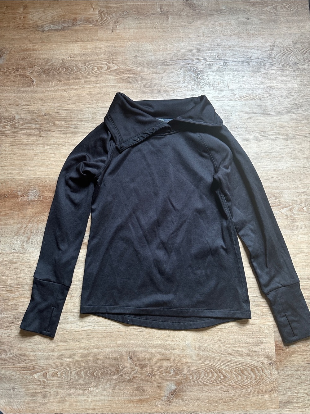 Champion Black Long-Sleeve Asymmetrical Snap Collar Top